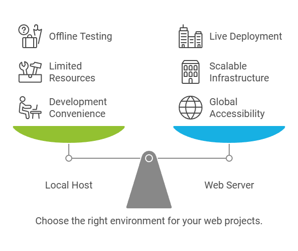 Comparison between local host and web server
