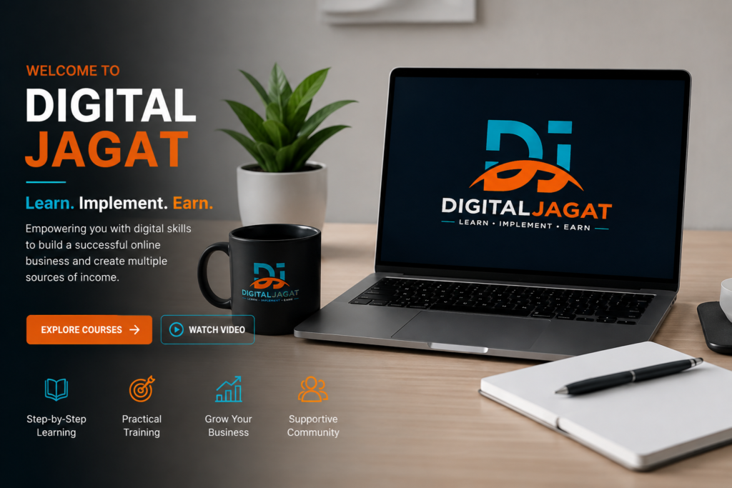Digital Jagat digital marketing workspace with laptop